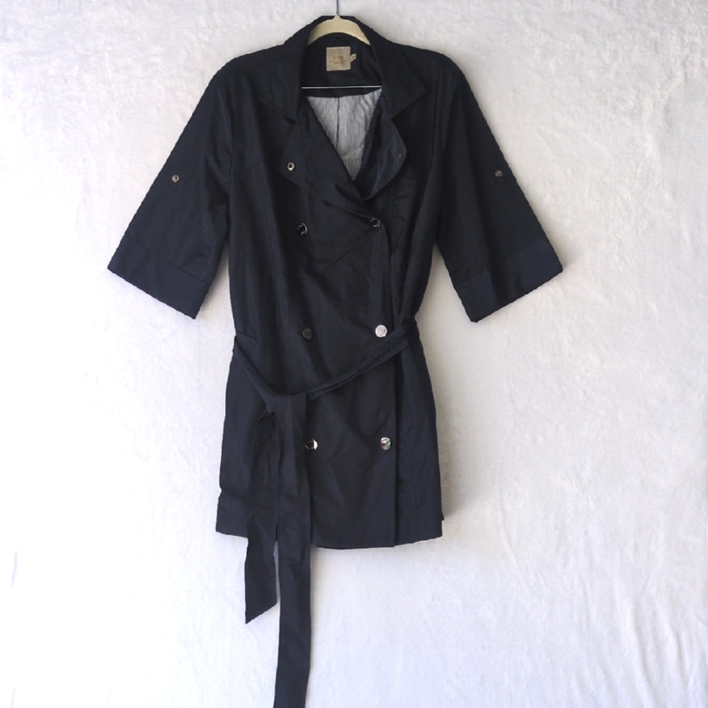 Cori Collection Women's Contemporary Navy Short Trench‎ Coat Size 8